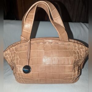 Furla Vintage Y2K Tan Croc-Embossed Shoulder Bag
